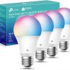 Amazon : $20.99 ($39.99)  Kasa Smart Light Bulbs, Full Color Changing Dimmable Smart WiFi Bulbs Compatible with Alexa and Google Home, A19, 9W 800 Lumens,2.4Ghz only, No Hub Required, 4 Count (Pack of 1), Multicolor (KL125P4)