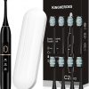 Amazon : $9.99 ($39.99)  kingheroes Electric Toothbrush Set, Comes with 8 Brush Heads & Travel Case,4 Modes with 2 Minutes Built in Smart Timer, One Charge for 60 Days, 42000 VPM Motor (Black)