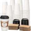 Amazon :$19.99 ($39.99)DAILYLIFE 16oz Disposable Coffee Cups with Lids & Sleeves - 100 Pack | Thickened Paper Cups for Hot/Cold Drinks | Leak-Free for Over 7 Days | DIY Customizable for Home, Office, Parties