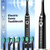Amazon : $15.29 ($51.98)  Bymore Electric Toothbrush for Adults,Travel Sonic Toothbrush with 8 Replacement Heads, Ultra Clean Rechargeable Toothbrush Portable One Charge for 330days 5 Modes 2mins Timer-Black