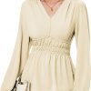 Amazon: $11.99 ($29.99) Women’s Elegant V Neck Peplum Tops Shirred Elastic Waist Long Sleeve Shirts Wrap Casual