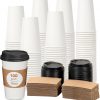 Amazon: $19.99 ($39.99) 16oz Disposable Coffee Cups with Lids & Sleeves – 100 Pack | Thickened Paper Cups