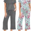 Amazon: $17.49 ($34.99) 2 Pack Women’s Pajamas Set Short Sleeve Sleepwear Capri Pants Pjs Sets Soft