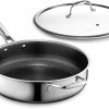 Amazon : $105.00 ($179.00)  HexClad Hybrid Nonstick 3.3 Qt Deep Sauté Pan and Lid, Dishwasher and Oven-Safe, Induction Ready, Compatible with All Cooktops