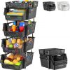 Amazon: $19.49 ($38.99) Plastic Stackable Storage Bins 4 Tier, Large Capacity Multi-Functional Storage Containers Shelves