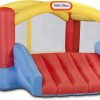 Amazon : $179.99 ($309.99)  Little Tikes Jump 'n Slide Inflatable Bouncer Includes Heavy Duty Blower With GFCI, Stakes, Repair Patches, And Storage Bag, for Kids Ages 3-8 Years