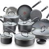 Amazon : $149.99 ($199.99)   T-fal Ultimate Hard Anodized Nonstick Cookware Set 17 Piece, Oven Broiler Safe 400F, Lid Safe 350F, Kitchen Cooking Set w/ Fry Pans, Saucepans, Saute Pan, Griddle, Pots and Pans, Dishwasher Safe Black