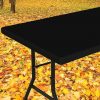 Amazon : $4.99 ($12.99)  Smiry Rectangle Tablecloth, Elastic Fitted Flannel Backed Vinyl Tablecloths for 6ft Folding Tables, Waterproof Wipeable Table Covers for Indoor, Outdoor, Picnic and Camping (Black, 30''x72'')
