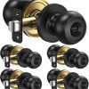 Amazon :$26.99 ($44.99)TICONN Round Door Knobs, Ball Door Knob with Dead Bolt, Door Handle Lock for Indoor Doors (5-Pack, Privacy, Matte Black)