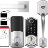 Amazon:$59.99 ($239.99)Smart Front Door Lock Set: SMONET Keyless Entry Door Lock with Handle, Smart Front Door Handle Set, Fingerprint Smart Deadbolt Bluetooth Electronic Digital Keypad Lock, Auto Lock, Alexa Lock Silver