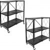 Amazon:$65.78 ($125.99)HealSmart Heavy Duty 3-Tier Foldable Metal Rack, 14.96'' D x 27.95'' W x 34.25'' H Storage Shelving Unit 750 lbs with Wheels Moving Organizer Shelves for Garage Kitchen, Black, 2 Pack
