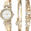 Amazon:$53.99 ($150.00)Anne Klein Women's Premium Crystal Accented Bangle Watch and Bracelet Set