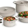 Amazon : $53.13 ($89.99) bella 9 Piece StoreMore Cookware Set, Fits-anywhere™ Kitchenware w EverGood™ Ceramic Nonstick Coating​, Dishwasher & Oven Safe, All Stovetops Compatible, Stackable Design, Cool Touch Handles, Oatmilk