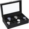 Amazon: $12.99 ($19.99) Watch Box, 12-Slot Watch Case with Real Large Glass Lid, Watch Box Organizer