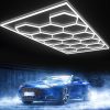 Amazon : $110.70 ($245.99) TOOWELL Hexagon Garage Lights with Rectangle Frame, 14 Hexagon LED Light for Garage, 552W 60720LM Super Bright Honeycomb Ceiling Car Detailing Shop Light for Garage Gym Warehouse