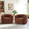 Amazon : $449.99 ($489.99) Swivel Accent Chair Set of 2, 360-degree Swivel Barrel Chair with Teddy Upholstery, Comfy Pumpkin-Shaped Swivel Chair for Living Room, Bedroom, or Office (2, Brown, 37