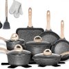 Amazon : $69.99 ($199.99)  JEETEE Pots and Pans Set Nonstick 20PCS, Granite Coating Induction Compatible with Frying Saucepan, Sauté Pan, Grill Cooking Pots, PFOA Free, (Grey, Cookware Set)