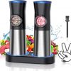 Amazon:$29.99 ($59.99)Gravity Electric Salt and Pepper Grinder Set - USB Rechargeable Automatic Grinder - Generous Capacity - Adjustable Fineness - One Handed Operation, Stainless Steel Construction, LED Light