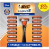 Amazon:$7.49 ($9.99)Holiday Special: BIC Comfort 3 Refillable Men's Razor Set, 3 Blade Razors with Enhanced Lubricating Strip, 1 Handle and 14 Cartridges, 15-Piece Giftbox Set