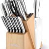 Amazon:$22.99 ($69.99)Zulay 15 Piece Stainless Steel Knife Set with Block and Sharpener - Sharp Knife Block Set with Built In Sharpener - Kitchen Knife Set With Block - Rust Proof Knife Set Stainless Steel