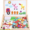 Amazon :$14.99 ($33.99)Wooden Toy Magnetic Board Puzzle Games , Double Side Jigsaw &Drawing Sketchpad Writing Dry Erase Board Chalkboard Educational Toys for Kids