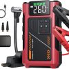 Amazon :$35.99 ($79.99)Pabulum Car Jump Starter with Air Compressor Combo 2500A Portable Jump Box, 12V Car Battery Booster with 150PSI Tire Inflator for 7.5L Gas/6.0L Diesel Engines Car Emergency Kits