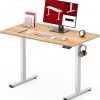 Amazon :$79.99 ($159.99)SANODESK Standing Desk Height Adjustable Electric Stand up Desk 40x24 Inches Sit Stand Home Office Desk with Splice Board, White Frame/Maple Top