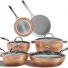 Amazon : $89.99 ($179.99)  COOKSMARK 10-Piece Diamond Nonstick Ceramic Induction Cookware Set Scratch-Resistant Pots and Pans Set with Lids, Dishwasher Safe Oven Safe, Copper
