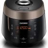 Amazon : $179.99 ($280.00)  CUCKOO CRP-P1009SB – 12 Built-in Programs, Glutinous (White), Mixed, Brown, GABA Rice, and more, 10 cups, Black