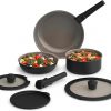 Amazon : $31.37 ($59.99) bella 8 Piece Removable Handle Cookware Set, Fits-anywhere™ Kitchenware w EverGood™ Ceramic Nonstick Coating​, Dishwasher & Oven Safe, All Stovetops Compatible, Glass Lids with Silicone Rims, Black