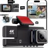 Amazon : $25.19 ($89.99)  3 Channel WiFi Dash Cam, 4K UHD Dash Cam Front and Rear, Dash Camera for Cars, Car Camera with Free 32GB Card, APP,G-Sensor, IR Night Vision, 170°Wide Angle, Loop Recording