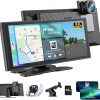 Amazon : $69.69 ($169.99)  Volam 9.26'' Wireless Carplay Screen for Car with 4K Dash Cam, Compatible with Apple Carplay & Android Auto, Portable Car Stereo with 1080p Backup Camera, Mirror Link, Loop Recording, GPS Navigation