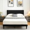 Amazon: $99.98 ($129.88) Queen Size Platform Bed Frame with Fabric Upholstered Headboard and Strong Wooden Slats Support