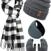 Amazon: $9.99 ($16.99) Warm Knitted Sets Buffalo Plaid Scarf Beanie Hat Touch Screen Gloves and Winter Ear Warmer Set for Men or Women From