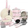 Amazon :$52.50 ($119.99)GreenLife Soft Grip 16 Piece Cookware Set, Non-Toxic PFAS-Free Ceramic Nonstick, Frying, Sauce, Saute, Utensils, Glass Lids, Stay-Cool Handles, Wobble Free, Dishwasher & Oven Safe, Soft Pink