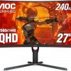 Amazon:$169.99 ($259.99)AOC CQ27G4H 27'' Curved Gaming Monitor, QHD 2K 2560x1440, 1500R VA, 180Hz 0.5ms, AMD FreeSync Premium, Height Adjustable Stand, Xbox PS5 Switch Compatiable, 3-Year Zero-Bright-dot