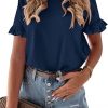 Amazon:$12.99 ($29.98)PRETTYGARDEN Women's Short Sleeve Casual T Shirts Summer Ruffle Plain Round Neck Loose Fit Tee Blouse Tops