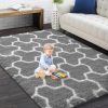 Amazon:$8.49 ($18.99)EVOIONOS Grey Area Rugs for Bedroom Living Room, 3x5 Fluffy Rug for Kids Room, Plush Shaggy Soft Indoor Floor Carpet for Home Decor, Upgrade Non Slip Washable Aesthetic Geometric Grey White Rug