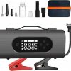 Amazon : $60.19 ($85.99)  Portable Car Jump Starter with Air Compressor & Car Vacuum Cleaner, 160PSI, 4000A Charging Car Battery Jump Starter Battery Pack (All Gas/10L Diesel) 12V Smart Jumper Cables Box 600lm Lights