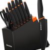 Amazon : $29.39 ($69.99) Knife Set, Astercook 15 Pcs Dishwasher Safe Kitchen Knife Set with Built-in Sharpener, High Carbon German Stainless Steel Black Knife Block Set