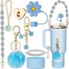 Amazon : $9.99 ($11.99)  Stanley Cup Accessories With Handle Strap - Including Straw Topper, Water Bottle Strap, Silicone Stanley Boot, Cute Keychain Charms for Stanley 30oz 40oz Tumbler with Handle