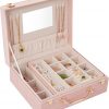 Amazon: $9.99 ($24.99) Portable Jewelry Box Organizer for Women Girls with PU Leather, Earring Organizer Box with Makeup Mirror  from