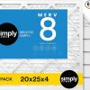 Amazon : $69.96 ($79.97)  Simply 20x25x4 Air Filter, MERV 8, MPR 600, 6 Pack, For Home AC Furnace & HVAC (Actual Size: 19.5'x24.5'x3.6') DUST, Pet, & Allergy Control