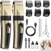 Amazon : $14.99 ($29.99) Dog Clippers for Grooming, 2 Pack Pet Hair Trimmers with 2 Speed Grooming Mode, Rechargeable, Cordless, Electric Quiet, Suitable for Dogs Cats (Gold)