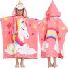 Amazon: $9.99 ($23.99) Kids Beach Towel Unicorn Hooded Bath Towel for Boys Girls 3-10 Years 30″ x 30″ Soft Absorbent