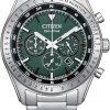 Amazon : $291.71 ($475.00) Citizen Men's Eco-Drive Weekender Sport Casual, Silver-Tone Stainless Steel Bracelet Watch, Chronograph, Green Dial (Model: CA4600-89X)