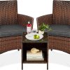 Amazon : $119.98 ($139.99)  Best Choice Products 3-Piece Outdoor Wicker Conversation Bistro Set, Space Saving Patio Furniture for Garden w/Side Table - Brown/Stone Gray