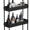 Amazon:$12.99 ($28.99)SOLEJAZZ Slim Storage Cart, 4 Tier Bathroom Organizer Mobile Shelving Unit, Rolling Utility Cart Slide Out Organizer for Kitchen, Bathroom, Laundry, Narrow Places, Black