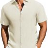 Amazon:$9.74 ($24.99)PJ PAUL JONES Mens Casual Button Down Shirt Short Sleeve Untucked Summer Shirts Fashion Textured Beach Shirt