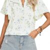 Amazon:$11.99 ($22.99)Kate Kasin Womens Tops Casual V Neck Floral Print Pleated Short Sleeve Chiffon Blouses Summer Bohemian Top Shirts